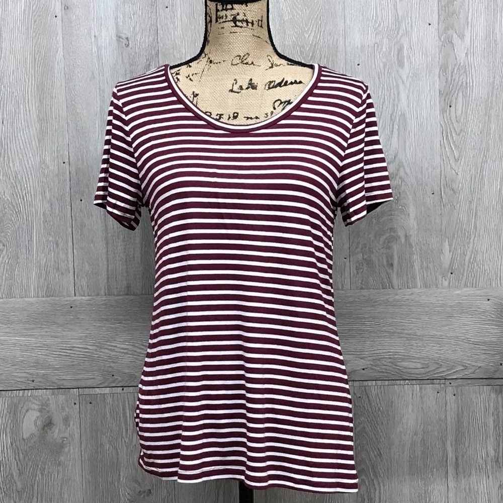 Round Neck Burgundy Striped Tee BB788 BB789